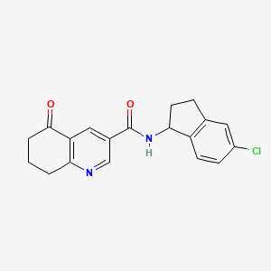 molecular formula C19H17ClN2O2 B7432783 N-(5-chloro-2,3-dihydro-1H-inden-1-yl)-5-oxo-7,8-dihydro-6H-quinoline-3-carboxamide 