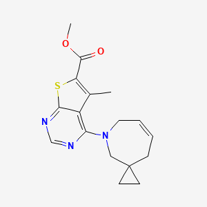 molecular formula C17H19N3O2S B7432792 Methyl 4-(5-azaspiro[2.6]non-7-en-5-yl)-5-methylthieno[2,3-d]pyrimidine-6-carboxylate 
