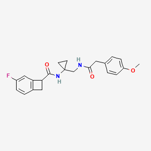 molecular formula C22H23FN2O3 B7432814 4-fluoro-N-[1-[[[2-(4-methoxyphenyl)acetyl]amino]methyl]cyclopropyl]bicyclo[4.2.0]octa-1(6),2,4-triene-7-carboxamide 