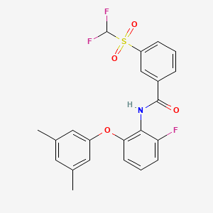 molecular formula C22H18F3NO4S B7432826 3-(difluoromethylsulfonyl)-N-[2-(3,5-dimethylphenoxy)-6-fluorophenyl]benzamide 