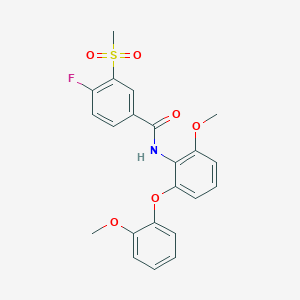 molecular formula C22H20FNO6S B7432829 4-fluoro-N-[2-methoxy-6-(2-methoxyphenoxy)phenyl]-3-methylsulfonylbenzamide 