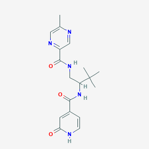 molecular formula C18H23N5O3 B7432853 N-[3,3-dimethyl-2-[(2-oxo-1H-pyridine-4-carbonyl)amino]butyl]-5-methylpyrazine-2-carboxamide 