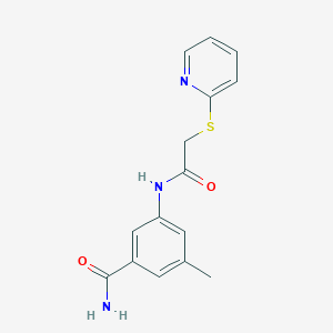 molecular formula C15H15N3O2S B7432856 3-Methyl-5-[(2-pyridin-2-ylsulfanylacetyl)amino]benzamide 