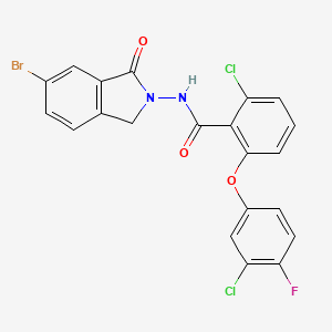 molecular formula C21H12BrCl2FN2O3 B7432858 N-(5-bromo-3-oxo-1H-isoindol-2-yl)-2-chloro-6-(3-chloro-4-fluorophenoxy)benzamide 