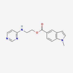 molecular formula C16H16N4O2 B7432894 2-(Pyrimidin-4-ylamino)ethyl 1-methylindole-5-carboxylate 