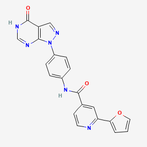 molecular formula C21H14N6O3 B7432907 2-(furan-2-yl)-N-[4-(4-oxo-5H-pyrazolo[3,4-d]pyrimidin-1-yl)phenyl]pyridine-4-carboxamide 