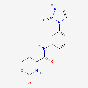 molecular formula C14H14N4O4 B7432910 2-oxo-N-[3-(2-oxo-1H-imidazol-3-yl)phenyl]-1,3-oxazinane-4-carboxamide 