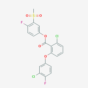 molecular formula C20H12Cl2F2O5S B7432935 (4-Fluoro-3-methylsulfonylphenyl) 2-chloro-6-(3-chloro-4-fluorophenoxy)benzoate 