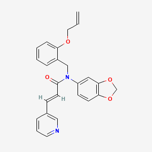 molecular formula C25H22N2O4 B7432945 (E)-N-(1,3-benzodioxol-5-yl)-N-[(2-prop-2-enoxyphenyl)methyl]-3-pyridin-3-ylprop-2-enamide 