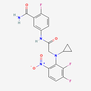 molecular formula C18H15F3N4O4 B7432953 5-[[2-(N-cyclopropyl-2,3-difluoro-6-nitroanilino)acetyl]amino]-2-fluorobenzamide 