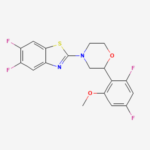 molecular formula C18H14F4N2O2S B7432956 4-(5,6-Difluoro-1,3-benzothiazol-2-yl)-2-(2,4-difluoro-6-methoxyphenyl)morpholine 