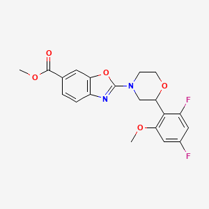 molecular formula C20H18F2N2O5 B7432964 Methyl 2-[2-(2,4-difluoro-6-methoxyphenyl)morpholin-4-yl]-1,3-benzoxazole-6-carboxylate 