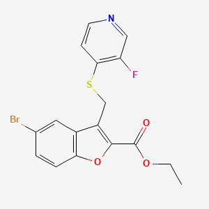 molecular formula C17H13BrFNO3S B7432974 Ethyl 5-bromo-3-[(3-fluoropyridin-4-yl)sulfanylmethyl]-1-benzofuran-2-carboxylate 