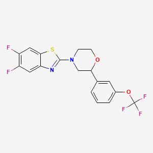 molecular formula C18H13F5N2O2S B7432984 4-(5,6-Difluoro-1,3-benzothiazol-2-yl)-2-[3-(trifluoromethoxy)phenyl]morpholine 