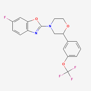 molecular formula C18H14F4N2O3 B7432993 6-Fluoro-2-[2-[3-(trifluoromethoxy)phenyl]morpholin-4-yl]-1,3-benzoxazole 