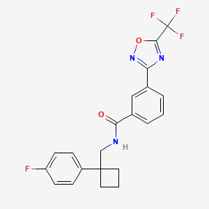 molecular formula C21H17F4N3O2 B7433012 N-[[1-(4-fluorophenyl)cyclobutyl]methyl]-3-[5-(trifluoromethyl)-1,2,4-oxadiazol-3-yl]benzamide 