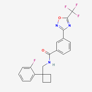 molecular formula C21H17F4N3O2 B7433027 N-[[1-(2-fluorophenyl)cyclobutyl]methyl]-3-[5-(trifluoromethyl)-1,2,4-oxadiazol-3-yl]benzamide 