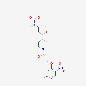 tert-butyl N-[2-[1-[3-(5-methyl-2-nitrophenoxy)propanoyl]piperidin-4-yl]oxan-4-yl]carbamate