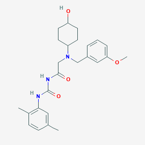 molecular formula C25H33N3O4 B7433065 N-[(2,5-dimethylphenyl)carbamoyl]-2-[(4-hydroxycyclohexyl)-[(3-methoxyphenyl)methyl]amino]acetamide 