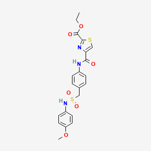 molecular formula C21H21N3O6S2 B7433074 Ethyl 4-[[4-[(4-methoxyphenyl)sulfamoylmethyl]phenyl]carbamoyl]-1,3-thiazole-2-carboxylate 