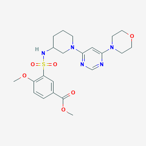 molecular formula C22H29N5O6S B7433081 Methyl 4-methoxy-3-[[1-(6-morpholin-4-ylpyrimidin-4-yl)piperidin-3-yl]sulfamoyl]benzoate 