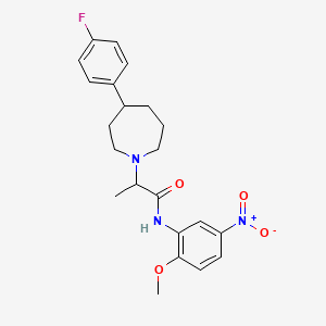 molecular formula C22H26FN3O4 B7433096 2-[4-(4-fluorophenyl)azepan-1-yl]-N-(2-methoxy-5-nitrophenyl)propanamide 