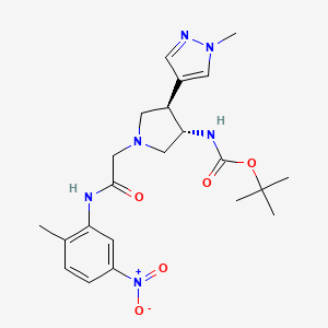 molecular formula C22H30N6O5 B7433098 tert-butyl N-[(3S,4R)-1-[2-(2-methyl-5-nitroanilino)-2-oxoethyl]-4-(1-methylpyrazol-4-yl)pyrrolidin-3-yl]carbamate 