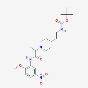 molecular formula C22H34N4O6 B7433101 tert-butyl N-[2-[1-[1-(2-methoxy-5-nitroanilino)-1-oxopropan-2-yl]piperidin-4-yl]ethyl]carbamate 