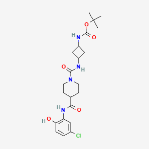 molecular formula C22H31ClN4O5 B7433115 tert-butyl N-[3-[[4-[(5-chloro-2-hydroxyphenyl)carbamoyl]piperidine-1-carbonyl]amino]cyclobutyl]carbamate 