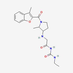 molecular formula C20H26N4O4 B7433122 N-(ethylcarbamoyl)-2-[[2-methyl-1-(3-methyl-1-benzofuran-2-carbonyl)pyrrolidin-3-yl]amino]acetamide 