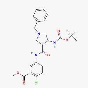molecular formula C25H30ClN3O5 B7433126 Methyl 5-[[1-benzyl-4-[(2-methylpropan-2-yl)oxycarbonylamino]pyrrolidine-3-carbonyl]amino]-2-chlorobenzoate 