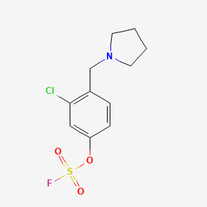 molecular formula C11H13ClFNO3S B7433133 1-[(2-Chloro-4-fluorosulfonyloxyphenyl)methyl]pyrrolidine 