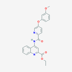 molecular formula C25H21N3O5 B7433156 Ethyl 4-[[5-(3-methoxyphenoxy)pyridine-2-carbonyl]amino]quinoline-2-carboxylate 