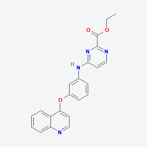 molecular formula C22H18N4O3 B7433175 Ethyl 4-(3-quinolin-4-yloxyanilino)pyrimidine-2-carboxylate 