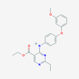 molecular formula C22H23N3O4 B7433183 Ethyl 2-ethyl-4-[4-(3-methoxyphenoxy)anilino]pyrimidine-5-carboxylate 