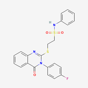 molecular formula C22H18FN3O3S2 B7433200 2-[3-(4-fluorophenyl)-4-oxoquinazolin-2-yl]sulfanyl-N-phenylethanesulfonamide 