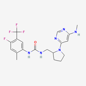 molecular formula C19H22F4N6O B7433205 1-[4-Fluoro-2-methyl-5-(trifluoromethyl)phenyl]-3-[[1-[6-(methylamino)pyrimidin-4-yl]pyrrolidin-2-yl]methyl]urea 