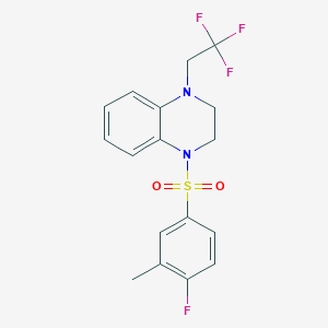 molecular formula C17H16F4N2O2S B7433214 1-(4-Fluoro-3-methylphenyl)sulfonyl-4-(2,2,2-trifluoroethyl)-2,3-dihydroquinoxaline 