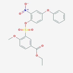molecular formula C22H19NO9S B7433248 Ethyl 4-methoxy-3-(2-nitro-4-phenoxyphenoxy)sulfonylbenzoate 