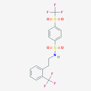 molecular formula C16H13F6NO4S2 B7433256 N-[2-[2-(trifluoromethyl)phenyl]ethyl]-4-(trifluoromethylsulfonyl)benzenesulfonamide 