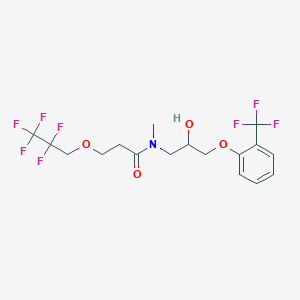 molecular formula C17H19F8NO4 B7433281 N-[2-hydroxy-3-[2-(trifluoromethyl)phenoxy]propyl]-N-methyl-3-(2,2,3,3,3-pentafluoropropoxy)propanamide 
