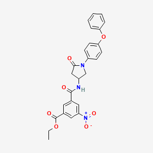 molecular formula C26H23N3O7 B7433287 Ethyl 3-nitro-5-[[5-oxo-1-(4-phenoxyphenyl)pyrrolidin-3-yl]carbamoyl]benzoate 