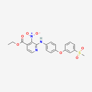 molecular formula C21H19N3O7S B7433307 Ethyl 2-[4-(3-methylsulfonylphenoxy)anilino]-3-nitropyridine-4-carboxylate 