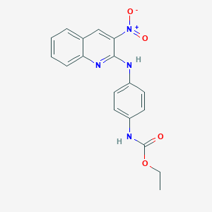 molecular formula C18H16N4O4 B7433315 ethyl N-[4-[(3-nitroquinolin-2-yl)amino]phenyl]carbamate 