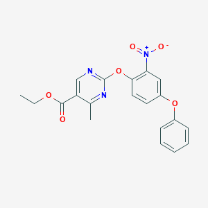 molecular formula C20H17N3O6 B7433327 Ethyl 4-methyl-2-(2-nitro-4-phenoxyphenoxy)pyrimidine-5-carboxylate 