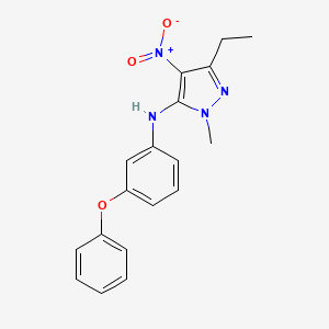 molecular formula C18H18N4O3 B7433346 5-ethyl-2-methyl-4-nitro-N-(3-phenoxyphenyl)pyrazol-3-amine 