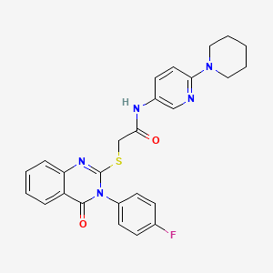 molecular formula C26H24FN5O2S B7433349 2-[3-(4-fluorophenyl)-4-oxoquinazolin-2-yl]sulfanyl-N-(6-piperidin-1-ylpyridin-3-yl)acetamide 