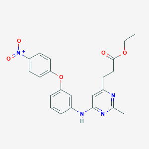 molecular formula C22H22N4O5 B7433379 Ethyl 3-[2-methyl-6-[3-(4-nitrophenoxy)anilino]pyrimidin-4-yl]propanoate 