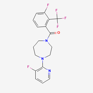 molecular formula C18H16F5N3O B7433418 [4-(3-Fluoropyridin-2-yl)-1,4-diazepan-1-yl]-[3-fluoro-2-(trifluoromethyl)phenyl]methanone 