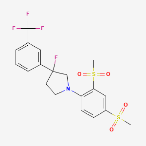 molecular formula C19H19F4NO4S2 B7433425 1-[2,4-Bis(methylsulfonyl)phenyl]-3-fluoro-3-[3-(trifluoromethyl)phenyl]pyrrolidine 
